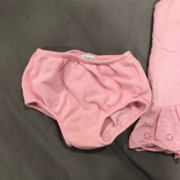 COPY - Baby Girl Pink Ralph Lauren Ruffle Collar Dress With Bumper Size 9 Months - Picture 9 of 12